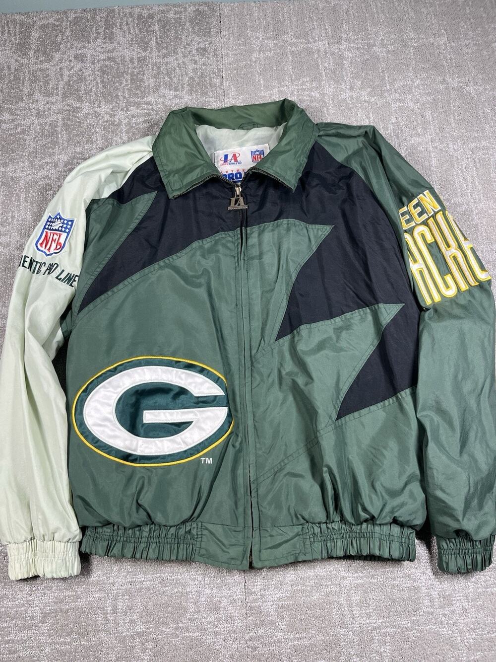 Vintage 90s Green Bay Packers Shark Tooth Logo Windbreaker Jacket Size L
